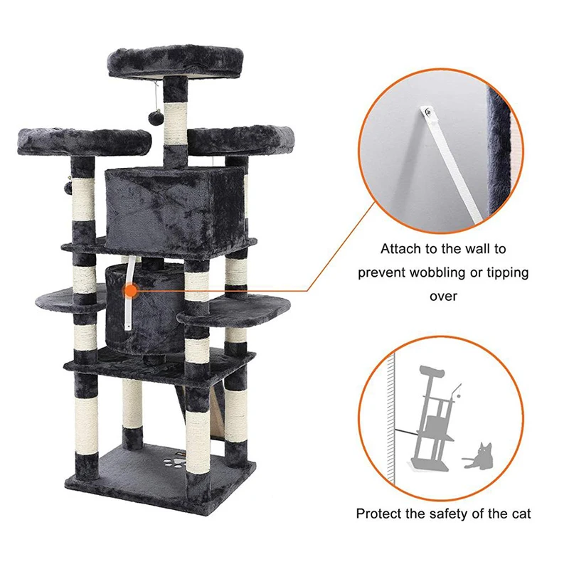 Pet furniture luxurious wholesale colorful massive wooden sisal cat tree climbing tower