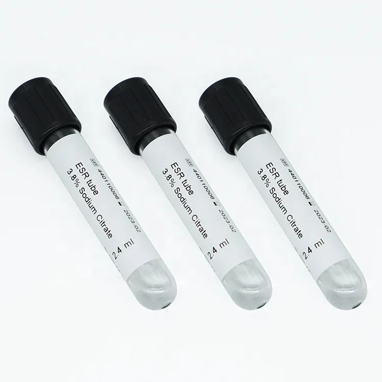 Trummed red yellow blue green grey purple black top vacutainer blood sample test collection tubes with different additive