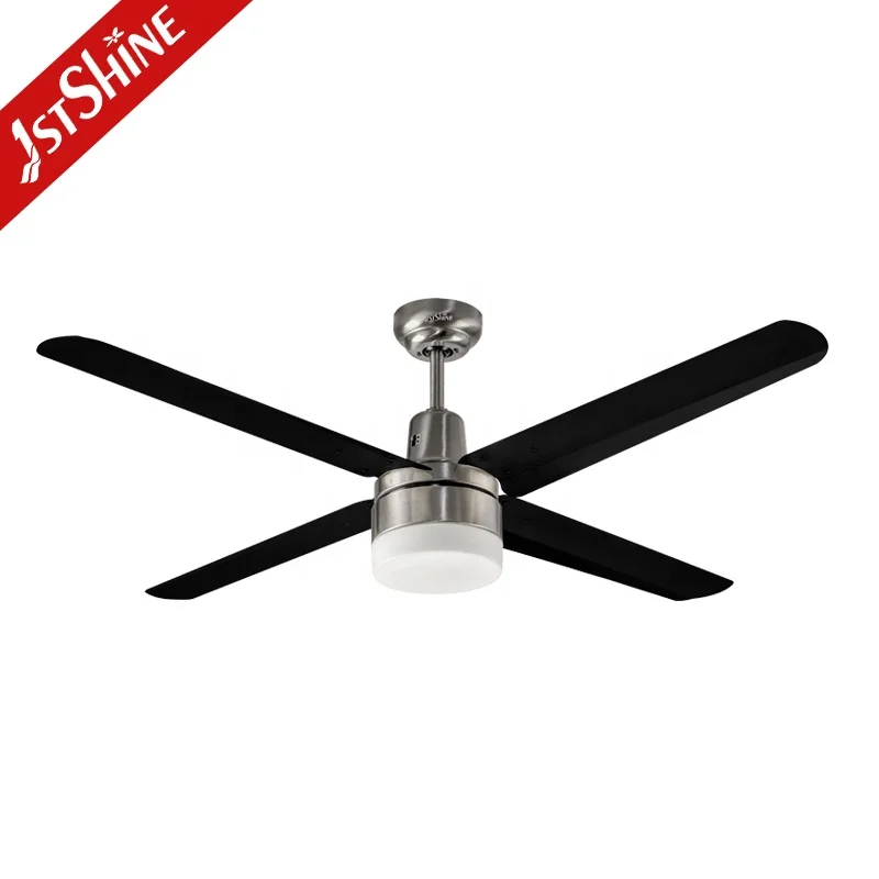 1stshine ceiling fan 52 inches modern copper motor 4 black led SS blade ceiling fan with light