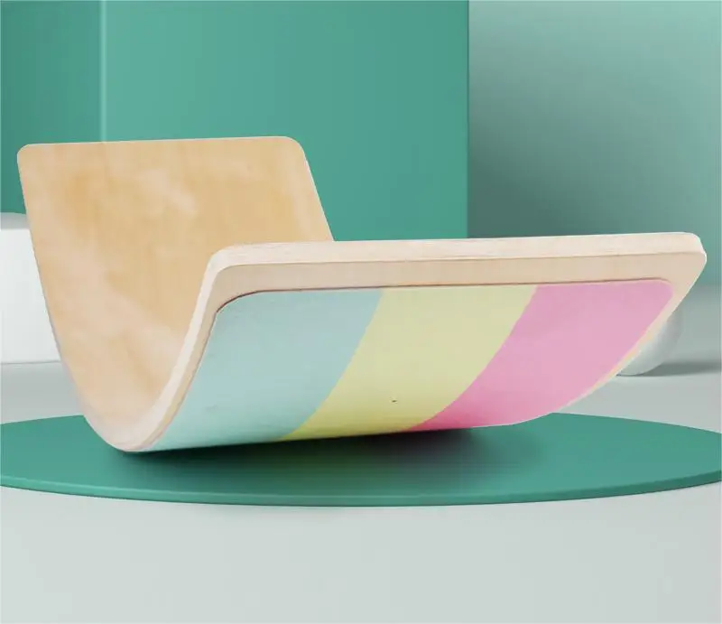 Montessori Teaching Aids Trainer Multi-functional Wooden Balance Board Fitness Wobble Board For Kids