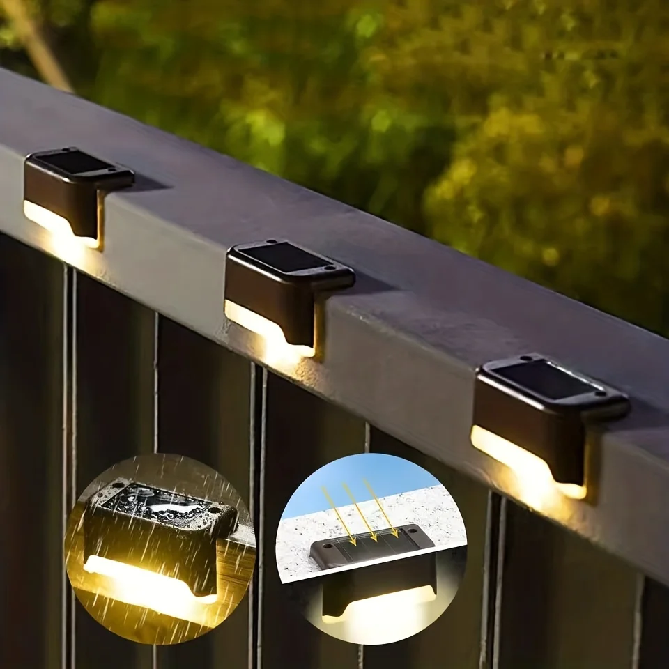 LED Step Light Solar Outdoor Deck Light For Balcony Patio Stair Fence Patio Garden Courtyard Villa Driveway Path