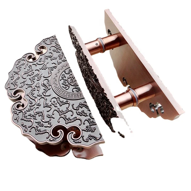 Chinese traditional design aluminum antique copper half circle brass main door handle