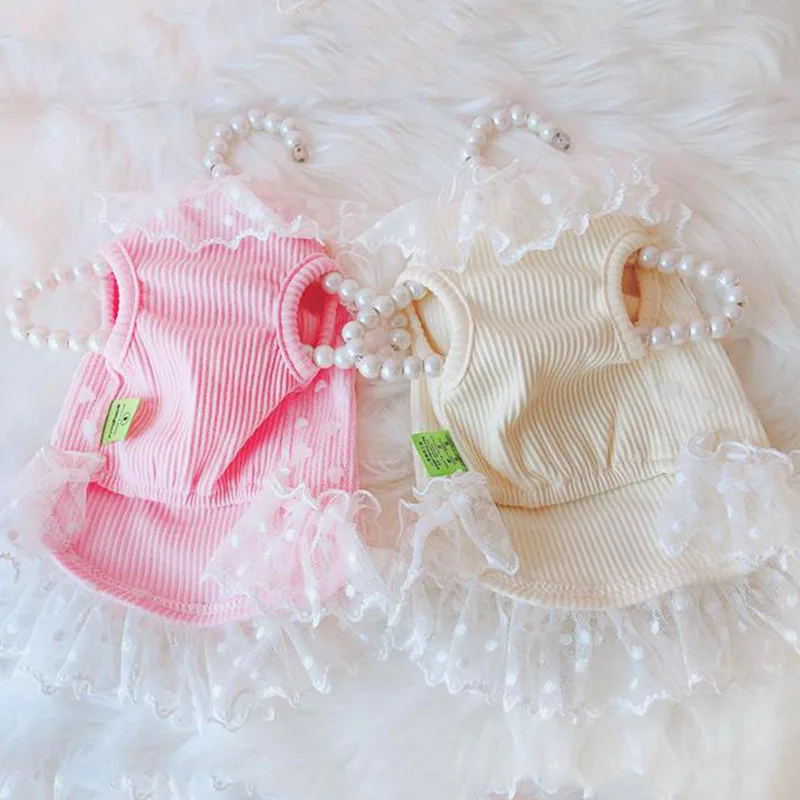 Cute and soft cotton Dog clothes skirt wholesale summer thin pet Teddy princess lace dress