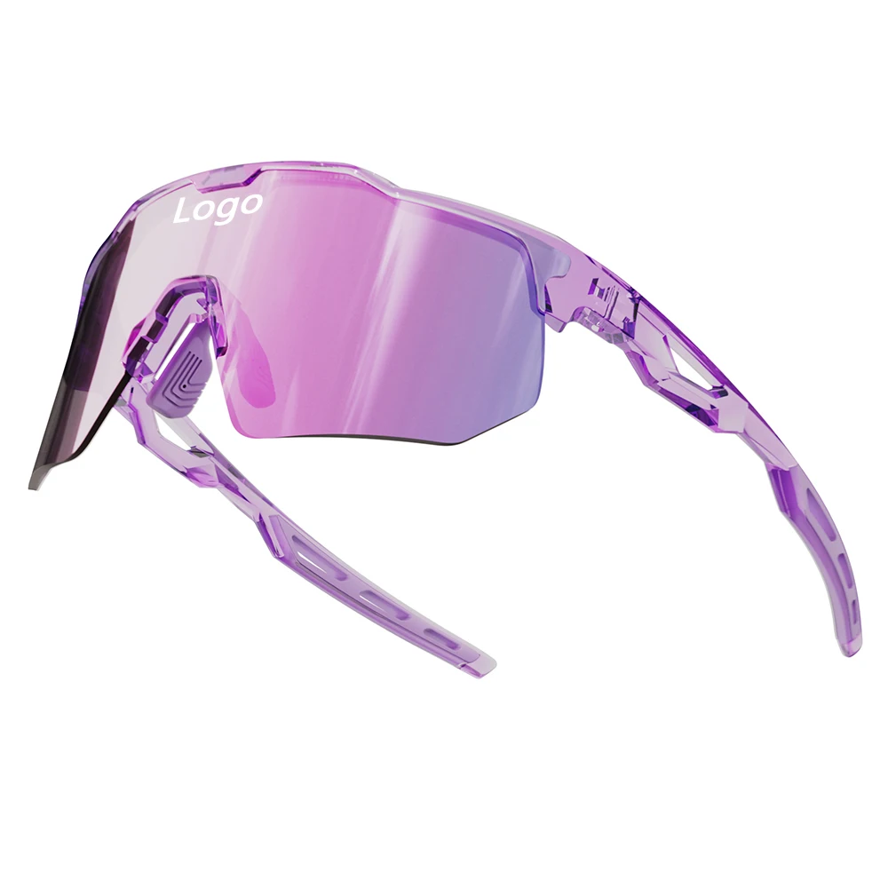 Custom UV400 Running Road Bike Sports Protective Glasses Purple PC Lens Outdoor Cycling Riding Goggles TR90 Sunglasses For Women