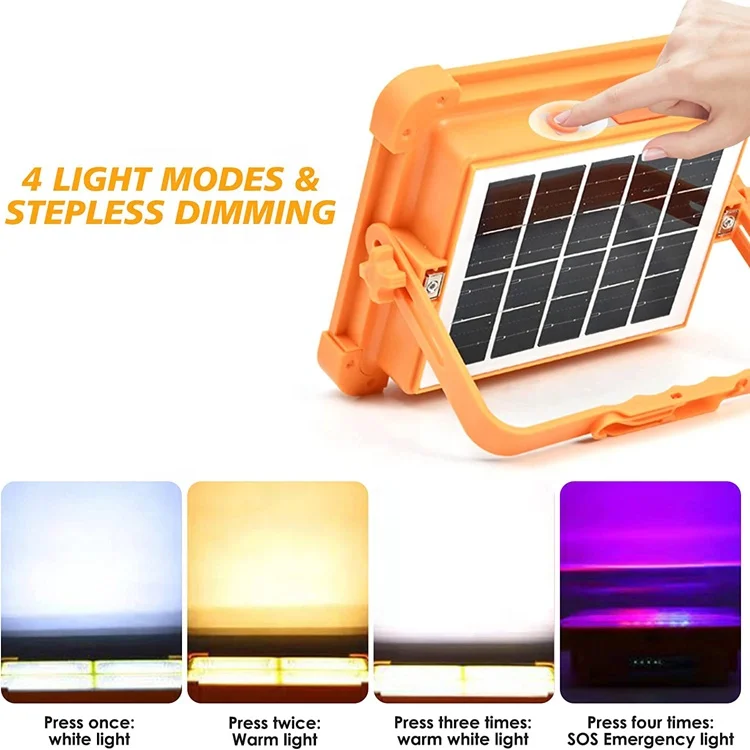 W/ Stand Hooks Magnetic Flood Lights Cordless Adjustable Emergency Worklight Solar Rechargeable Portable Led Working Light