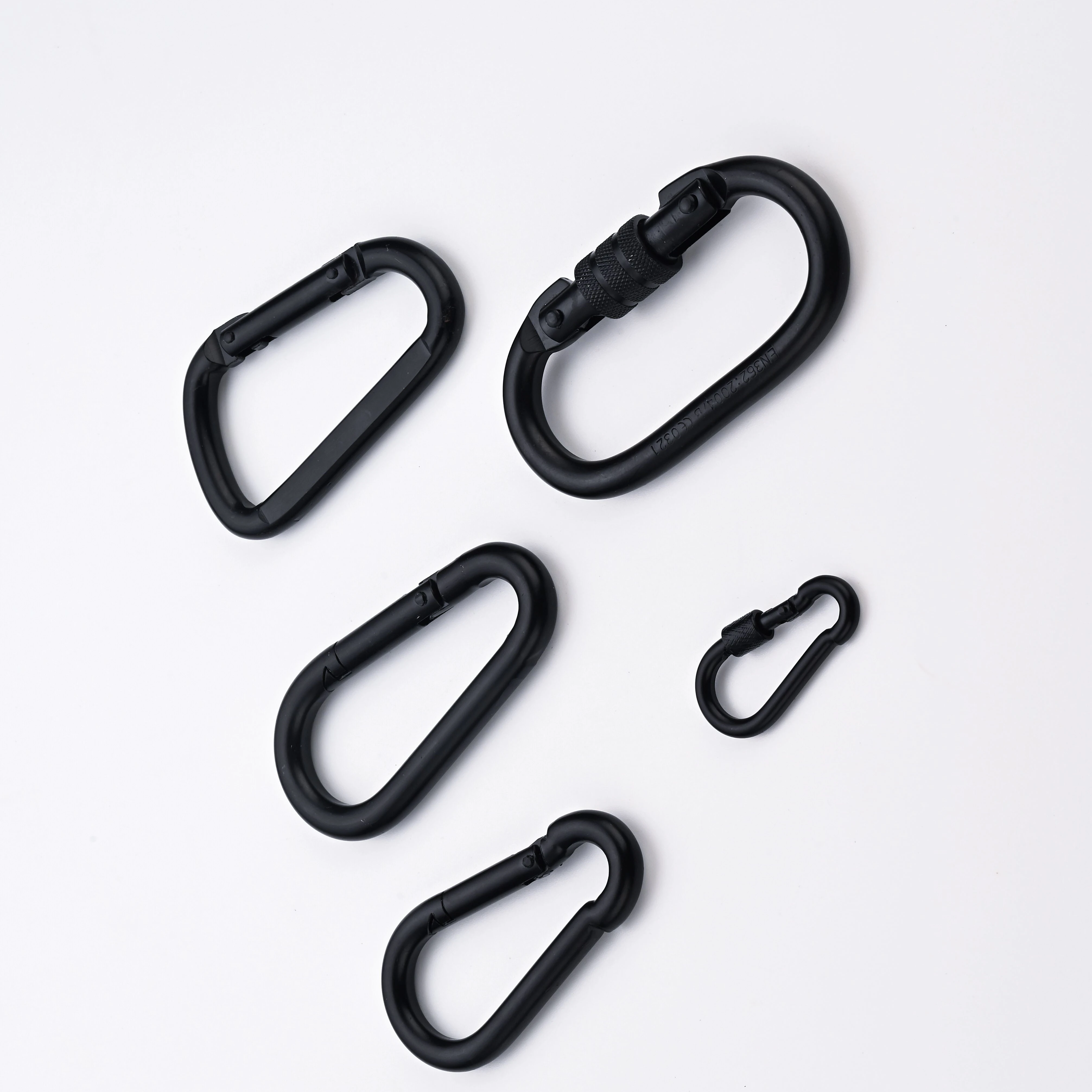Factory direct sales black 6mm hardware buckle  spring hook stainless steel mountaineering buckle hook hanging buckle