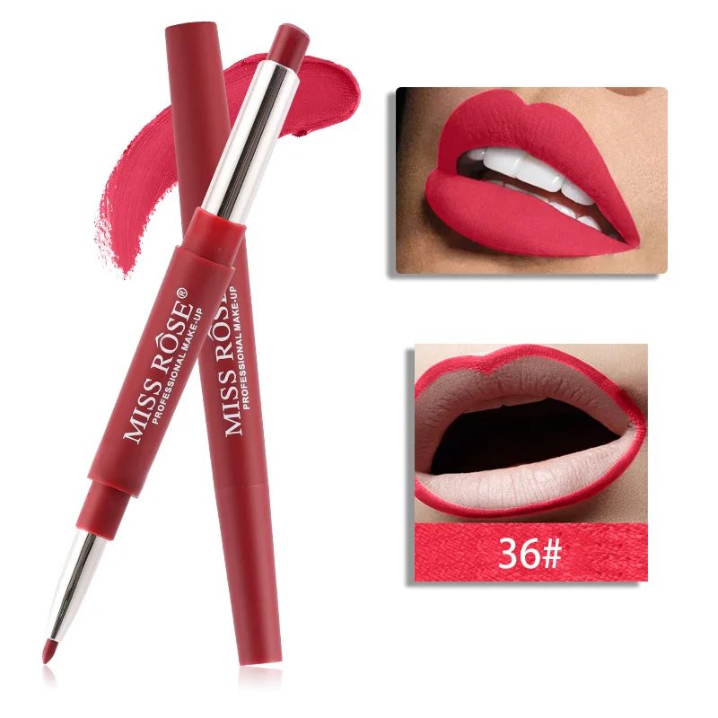 Miss Rose 20 Colors 2 in 1 Long-lasting Lip Liner Matte Lip Pencil Waterproof Moisturizing Lipsticks Makeup Contour Cosmetics