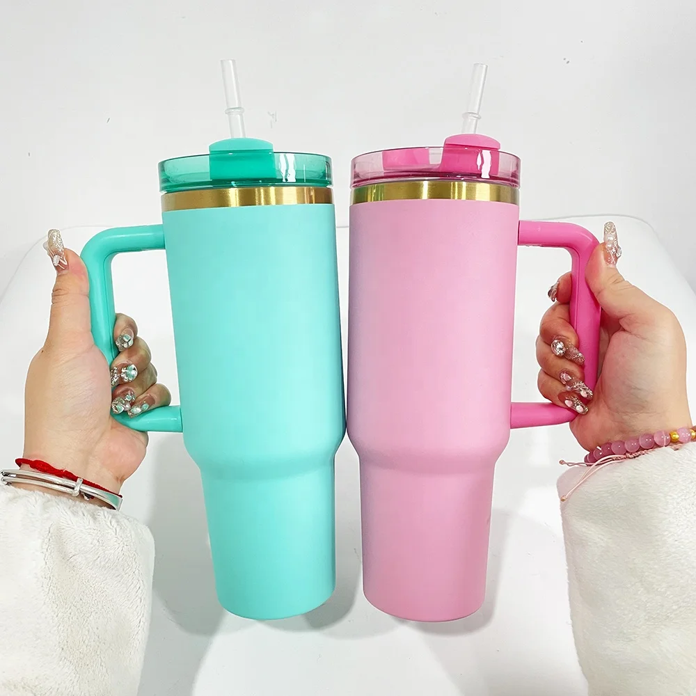 custom design Assorted Colors thermal outdoor sports powder coated H2.0 40oz gold plated tumbler tumbler with lid and straw