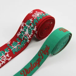 Jacquard Xmas Tree Deer Santa Claus Snowman Polyester Webbing Christmas Decorate Elastic Band For Garment Underwear Waistband