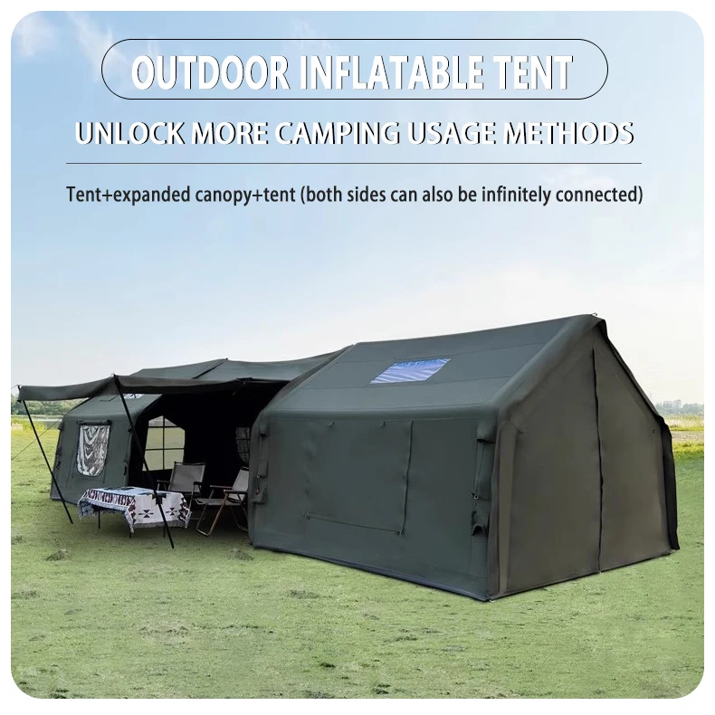 9+8.5 320g TC Cotton Tents 420D Oxford Waterproof Hiking Camping Outdoor Inflatable Tent Luxury Air Event with Quadrangle Tarp