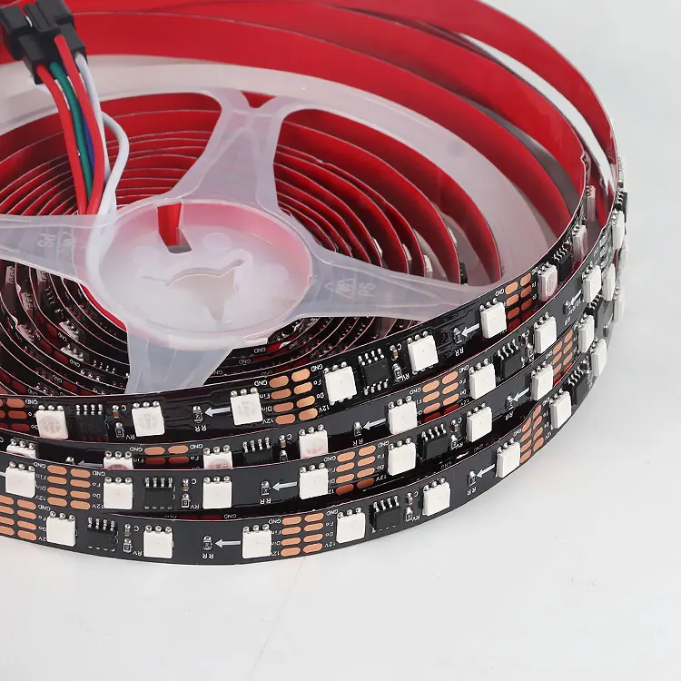 5V 24V телевизионная фоновая лента лампа 60 светодиодов/M WS2811 SMD 5050 Dream Color RGB Digital 12V светодиодные умные гибкие черные полосы