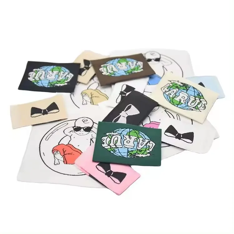 100PCS US$19 Factory Cheap Price Custom Name Logo Damask Garment Woven Labels For Clothing And Cloth
