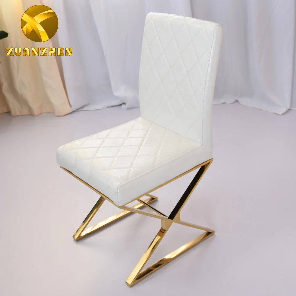 Home furniture wedding chair hotel restaurant dining room chairs metal white leather modern dining chairs for sale