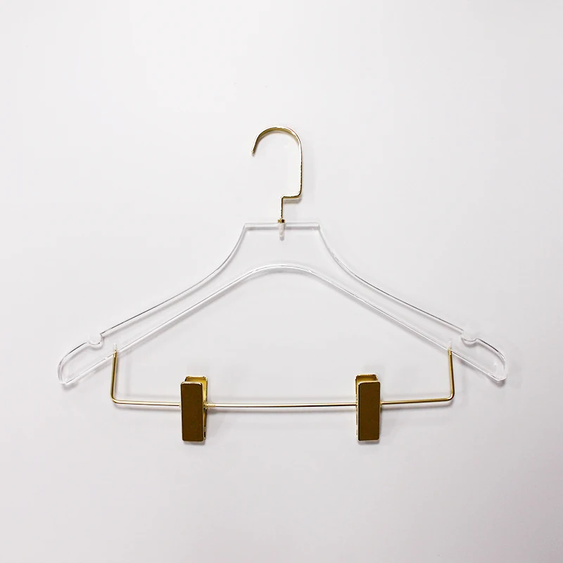 Wholesale clear acrylic coat suits dress clothes hangers for home / garment stores custom size and logo printing