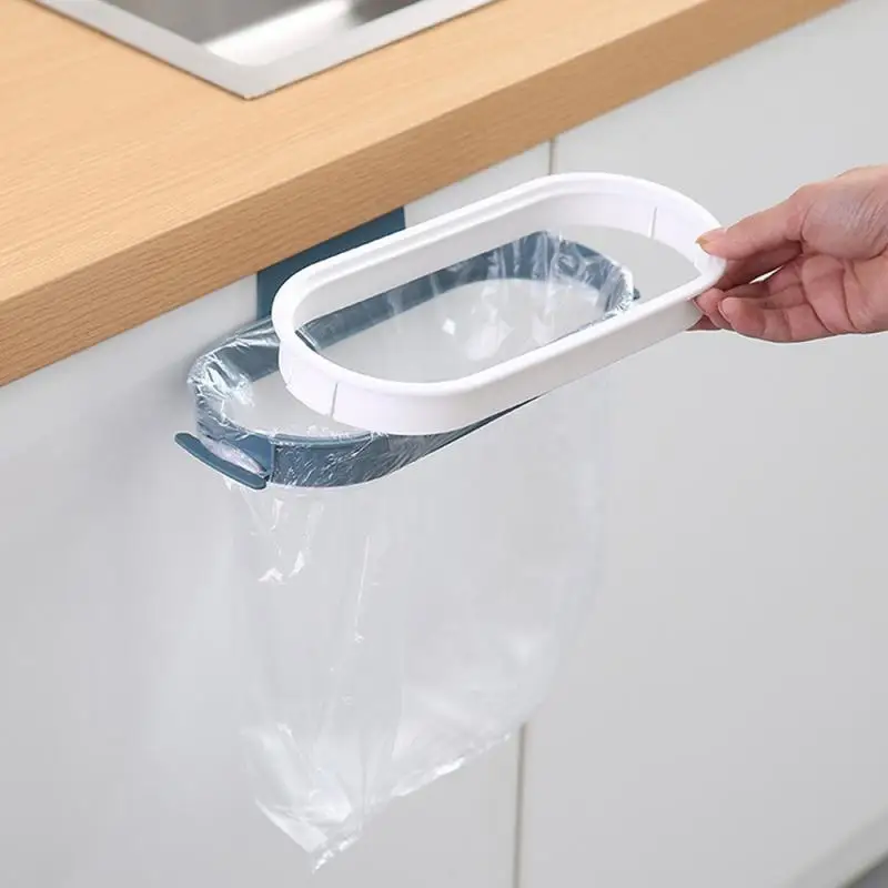New Garbage Bag Holder Kitchen Cabinet Door Basket Hanging Trash Can Waste Bin Garbage Rack Tool Storage Holders Trash Racks