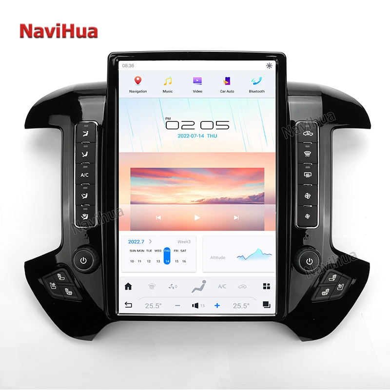 Navihua 14.4 Inch Touch Screen Android Car DVD Player Radio GPS Navigation Stereo for Chevrolet Silverado GMC Sierra 2014-2018