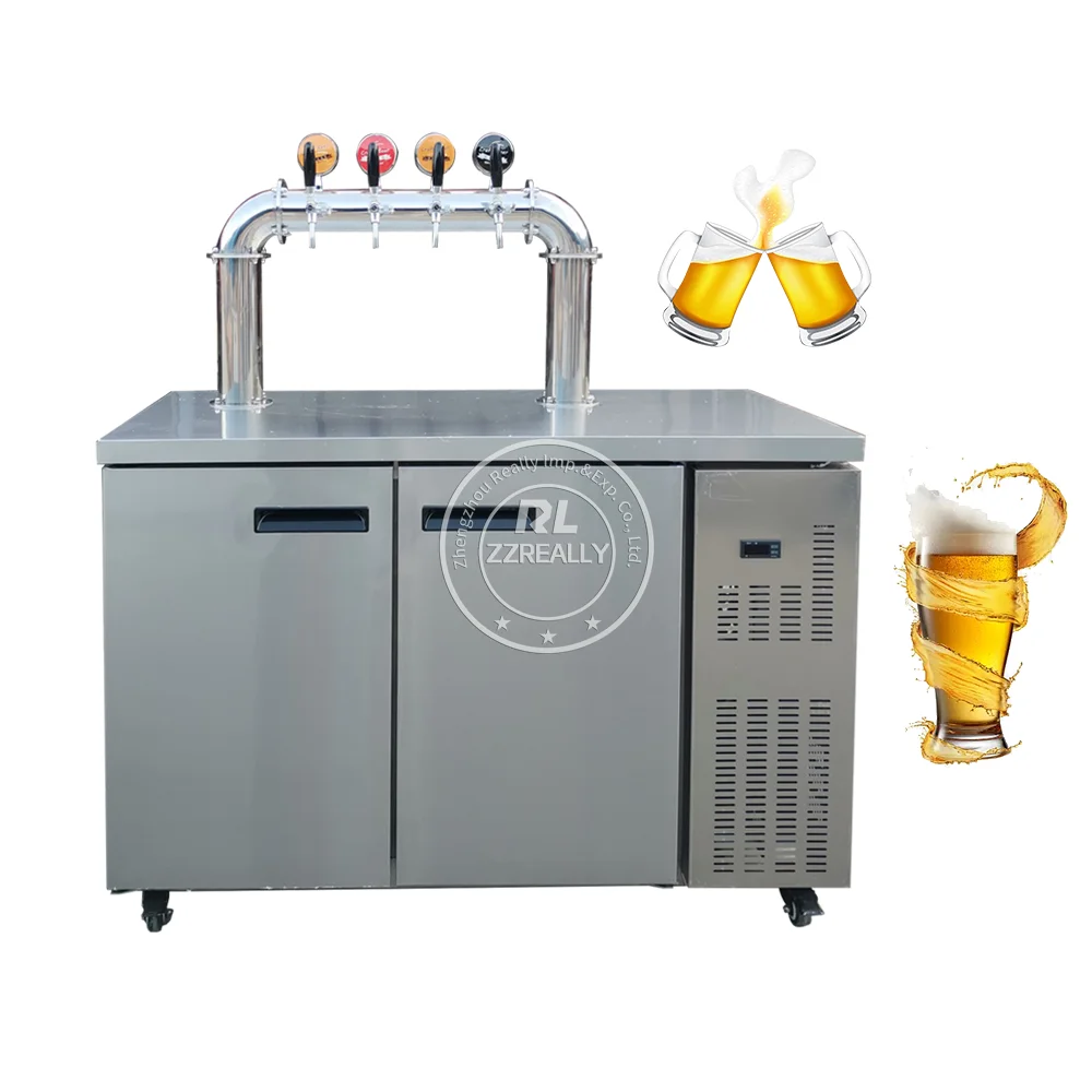 2024 Cold Drink Dispenser With Ice Container Stainless Steel Beer Tower Beverage Dispenser Machine With Stand And Spigot For Par