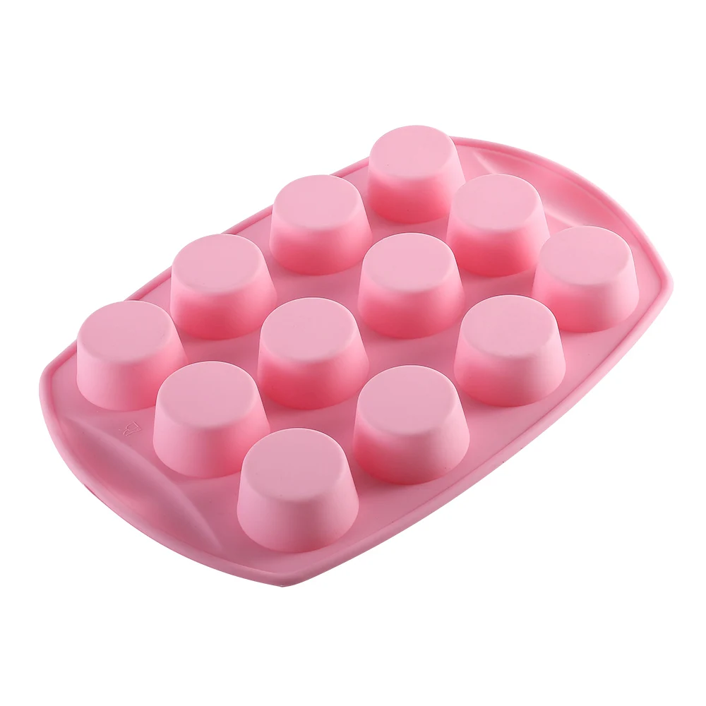 Reusable Top Mini Muffin Pan Silicone  12 Cups Cake Pan for Muffin TinsMicrowave Safe (Pink)