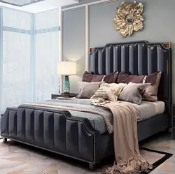 Customized high quality king double size upholstered bed designs for home