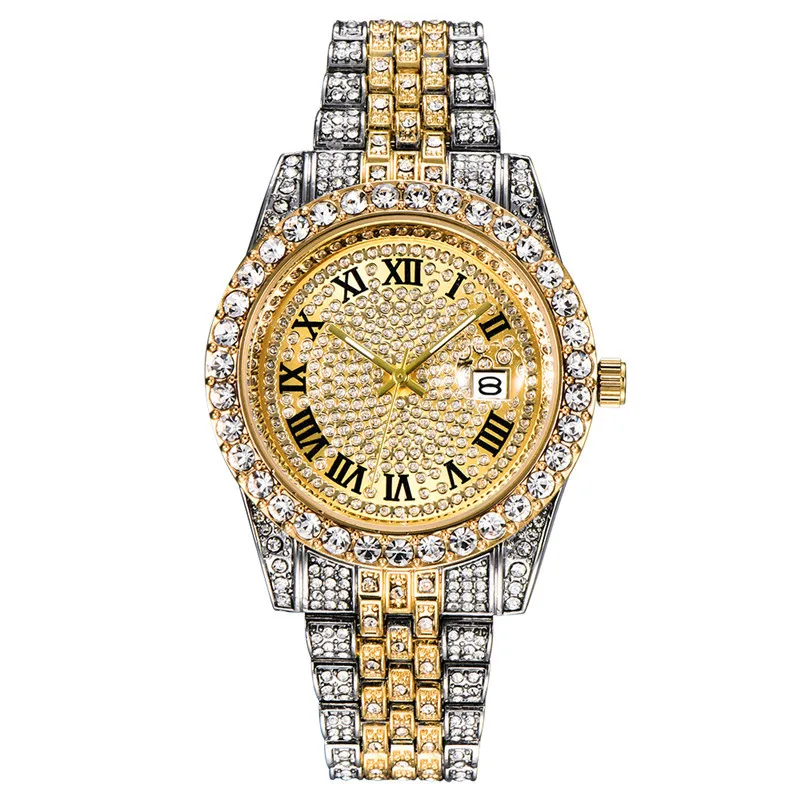  Miss Jewelry 18k позолоченные мужские часы хип-хоп bling CZ бриллианты