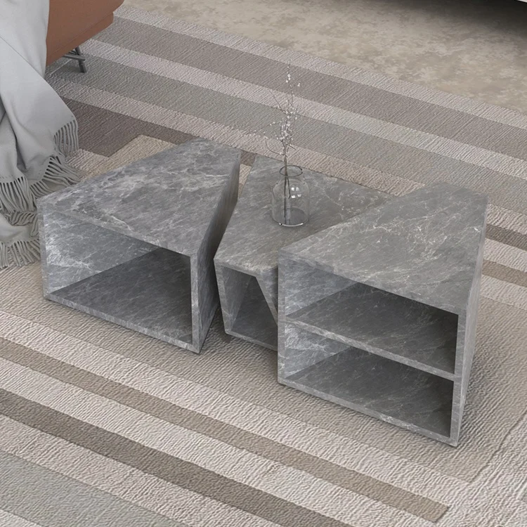European Coffee Table Set of 3 Living Room Stone Table Marble Furniture