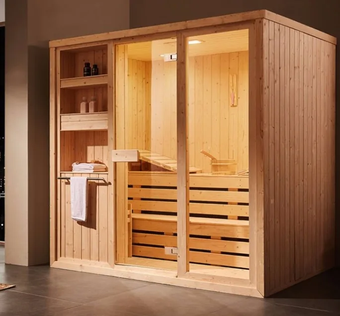 
Traditional Wet Steam Sauna For 4-5 Person Spruce Wood Finnish Saunas 