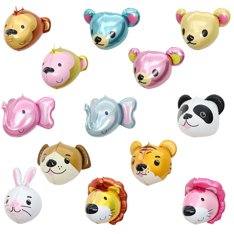 4D воздушные шары из фольги в виде головы животных Уличные декоративные с мультяшными героями