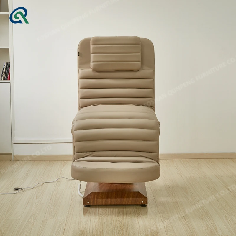 Qunpeng 2024 New Wood Base Massage Table Beauty Bed With Led Light Facial Treatment Lash Bed Salon Furniture