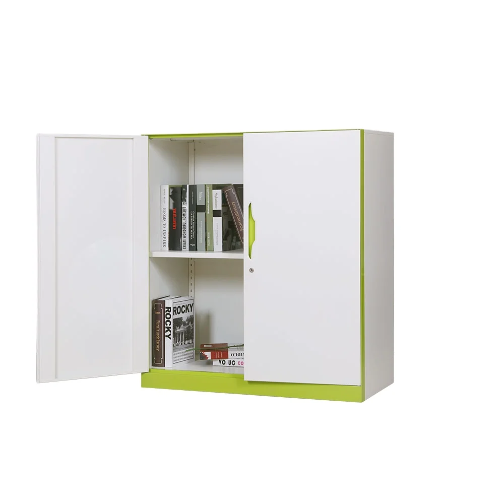Small 2 door KD steel 2 racks book file lock cabinet