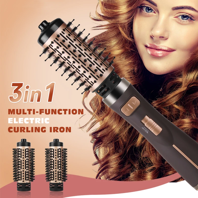 ENZO EN-743 3 In 1 Round Rotating Volumizer Styler Rotating Hair Brush Automatic Rotating Styler Ionic Hair Brush Hot Air Dryer