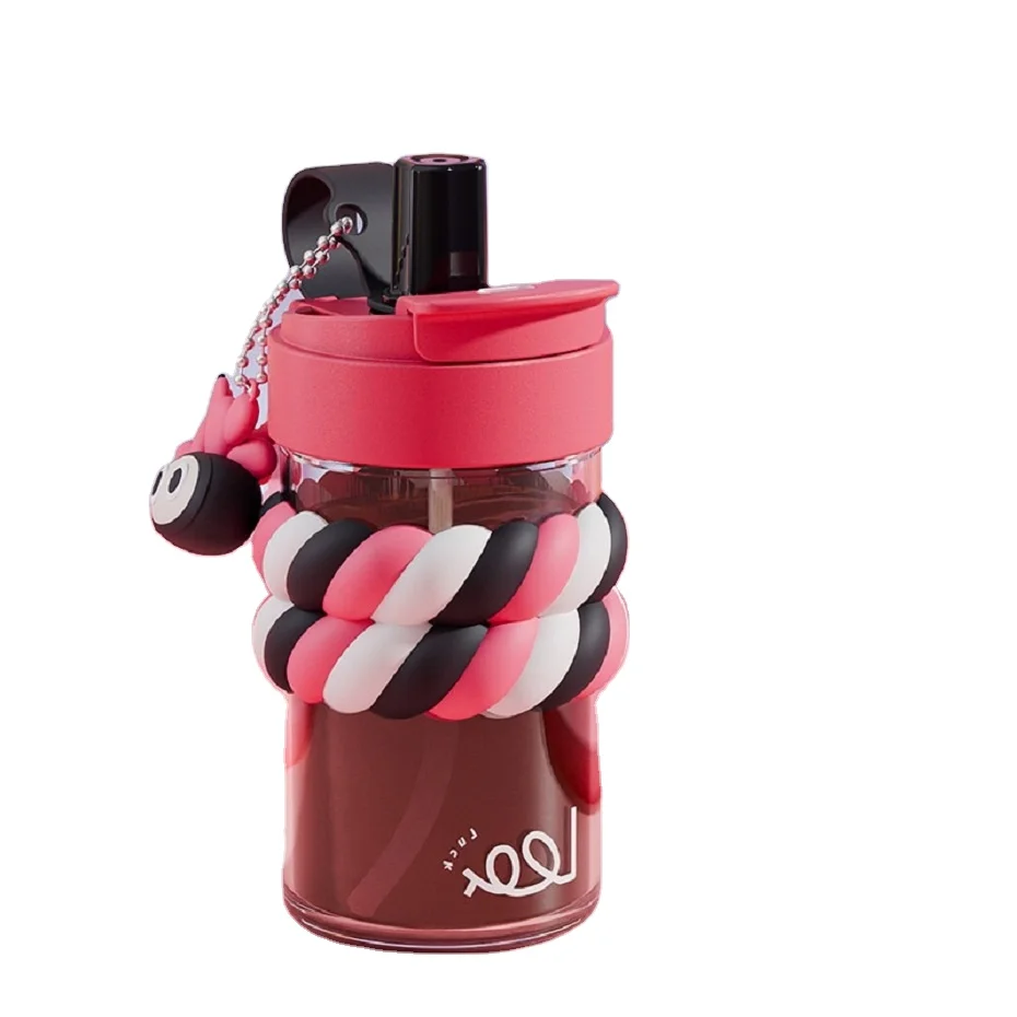 New Instagram Style Double Drink Straw Cup Summer Girls High Beauty Portable Cute Milk Coffee Cup