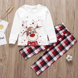 Family Holiday Party Matching Pajama Sets Elk Print Comfortable Family Suit Christmas Clothing
