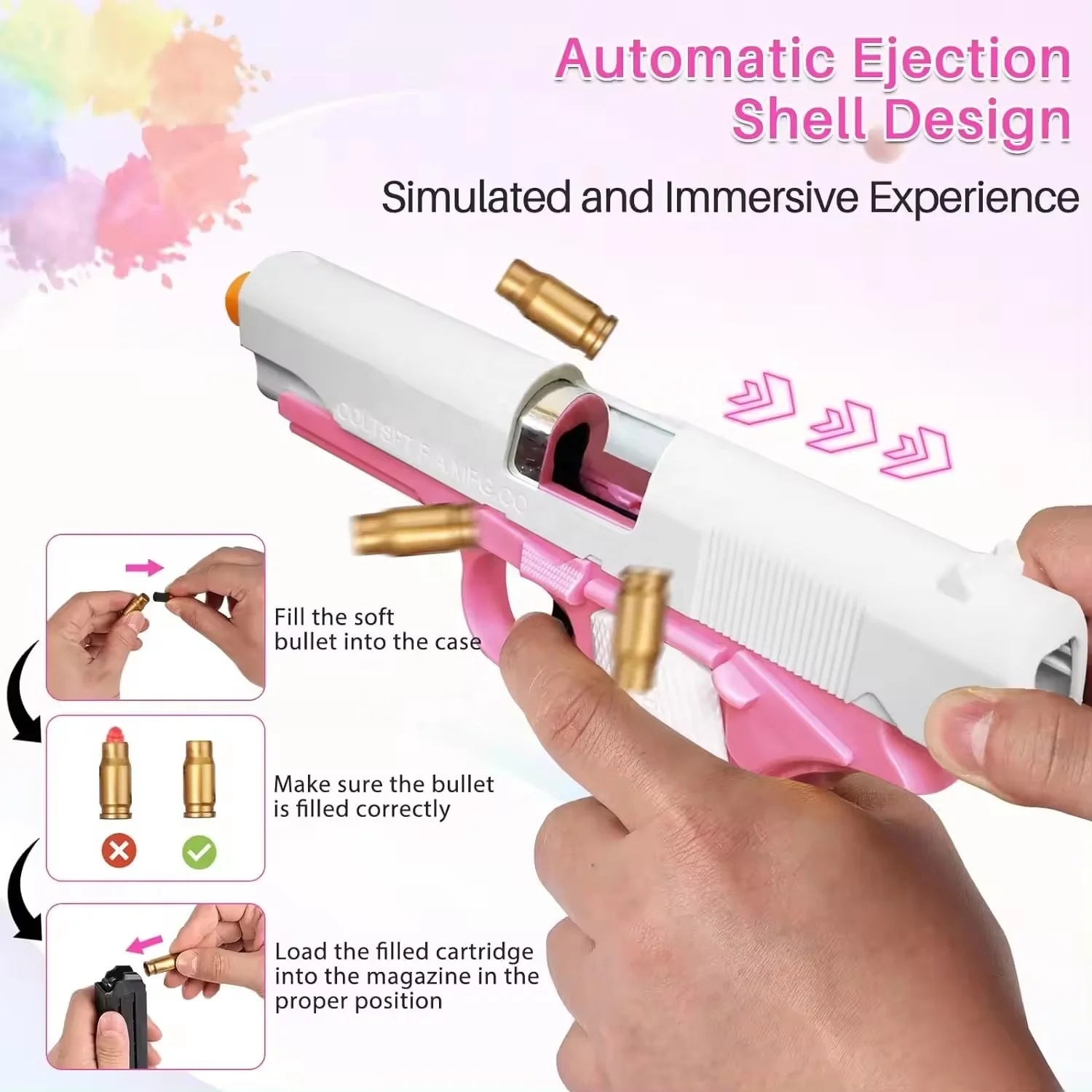 In Stock 1911 Shell Ejecting Soft Bullet Toy Gun For Adults Kids Foam Darts Blasters Small Pistol Toy Gun