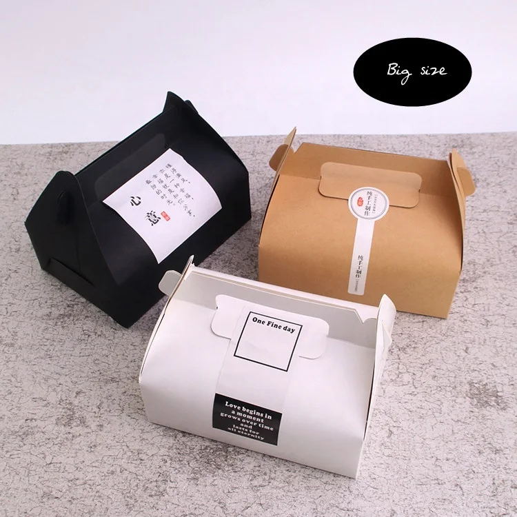 Перерабатываемая бумажная Подарочная коробка для хлеба, портативная коробка для завтрака и торта, оконная коробка для торта