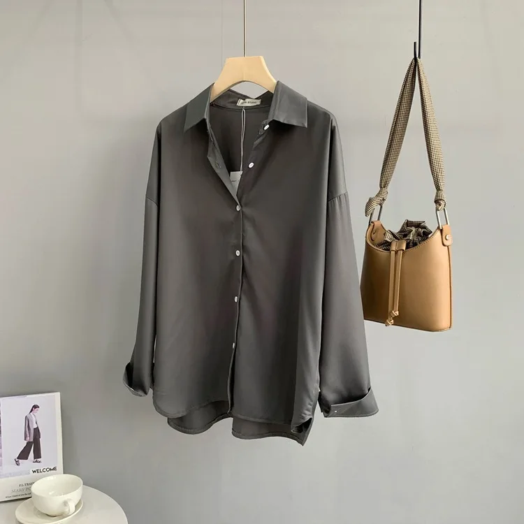 Women Blouses Office Lady Cotton Oversize Plus Size Tops White Black Long Sleeve Spring Autumn Korean Fashion Shirts