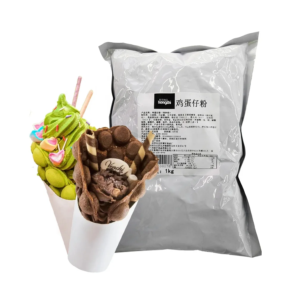 Wholesale Matcha Flavor Egg Waffle Powder Mix Factory Price Chewy Bubble Puff Premix for Breakfast or Cake Baking