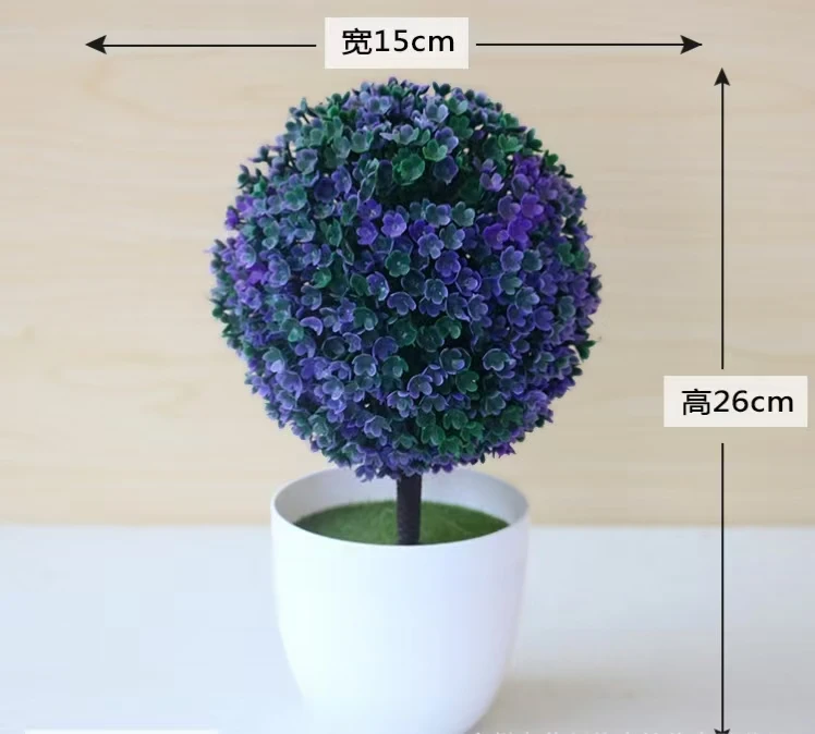 Ball Artificial Green Potted Plants Flower for Indoor Home Room Bedroom Table Decor Garden Wedding Decoration Outdoor Ornament
