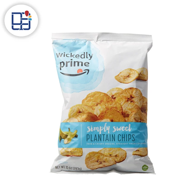 Back Sealing Custom Printed Plastic Packaging Material Banana Potato Chips Bag