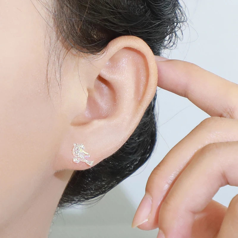 Sweet girl earrings small stud earrings for women glossy resin ear clips fantasy flying bird earrings