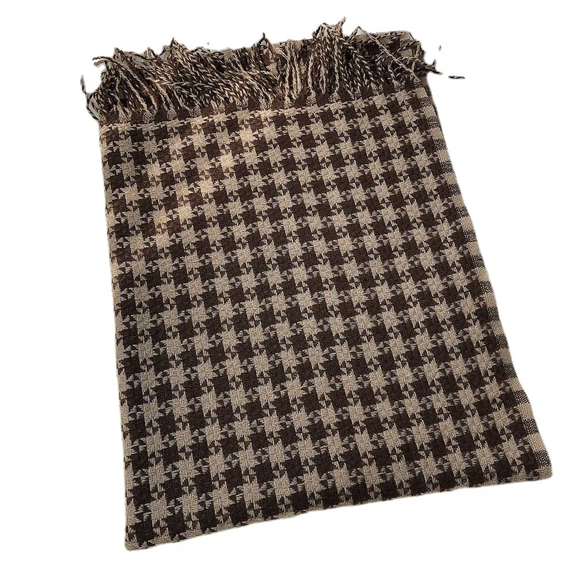 Новинка Зима 2021, корейский маленький свежий клетчатый шарф, кашемировая теплая накидка с толстым мужским шарфом