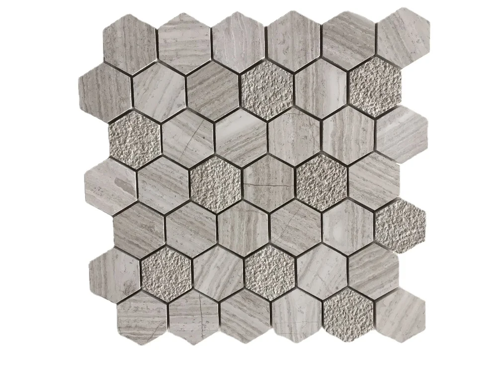 Best price wooden gray travertine white pebble marble floor mosaic tile made in china