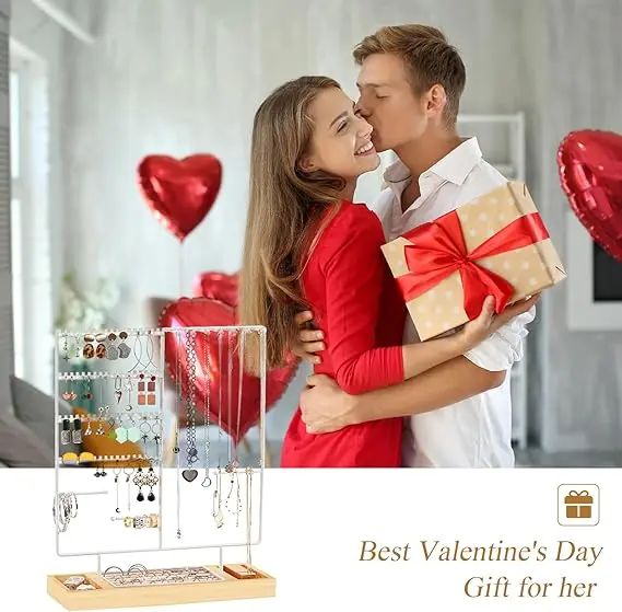 Necklace Holder Acrylic Jewelry Organizer  Rotation Clear Necklaces Pendant Display Case Stand