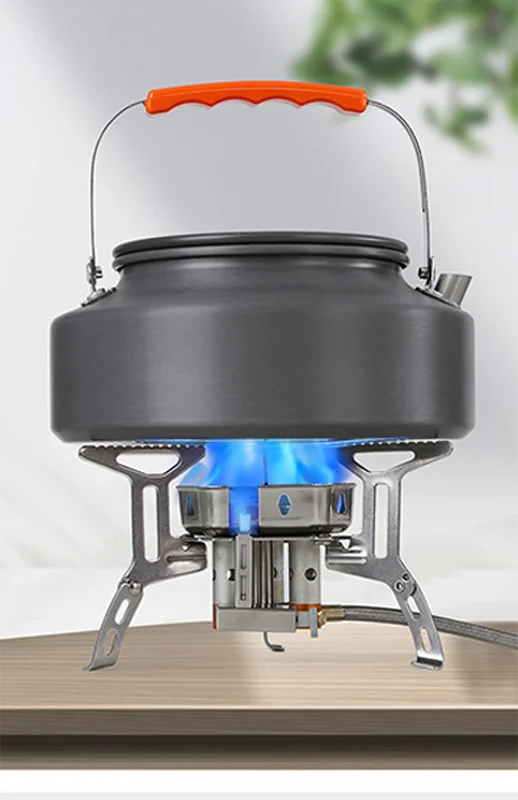 Черная нержавеющая сталь ветростойкая портативная горелка газовая походная плита для приготовления пищи на открытом воздухе в помещении многофункциональная