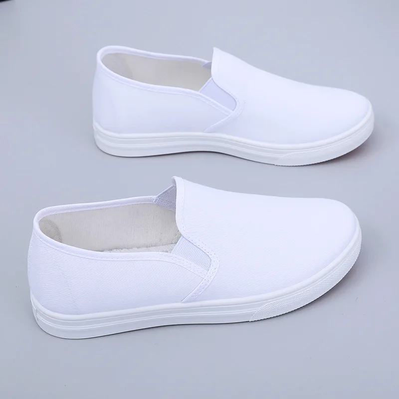 New Fashion Women Casual Shoes Pure White Nurse Shoes Ladies Old Beijing Cloth Shoes Non-slip Running Sneakers