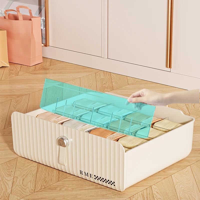 Rmier Plastic Multifunctional Clothing Storage Box Underwear Bras Ties Socks Wardrobe Drawer Combination Storage Organizer