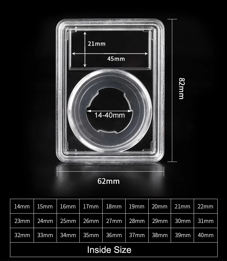 Wholesale Plastic Clear Coin Capsule Display Case Coin Holder Coin Collection Box