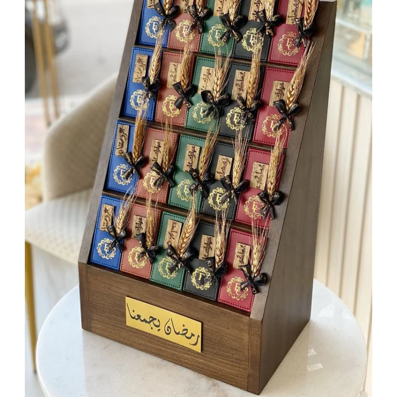 PU Leather Wedding Table Decor Oud Wood Holder Flower Holder Perfume Fragrance Bottle Case Giveaway Gift Tray for wedding Party