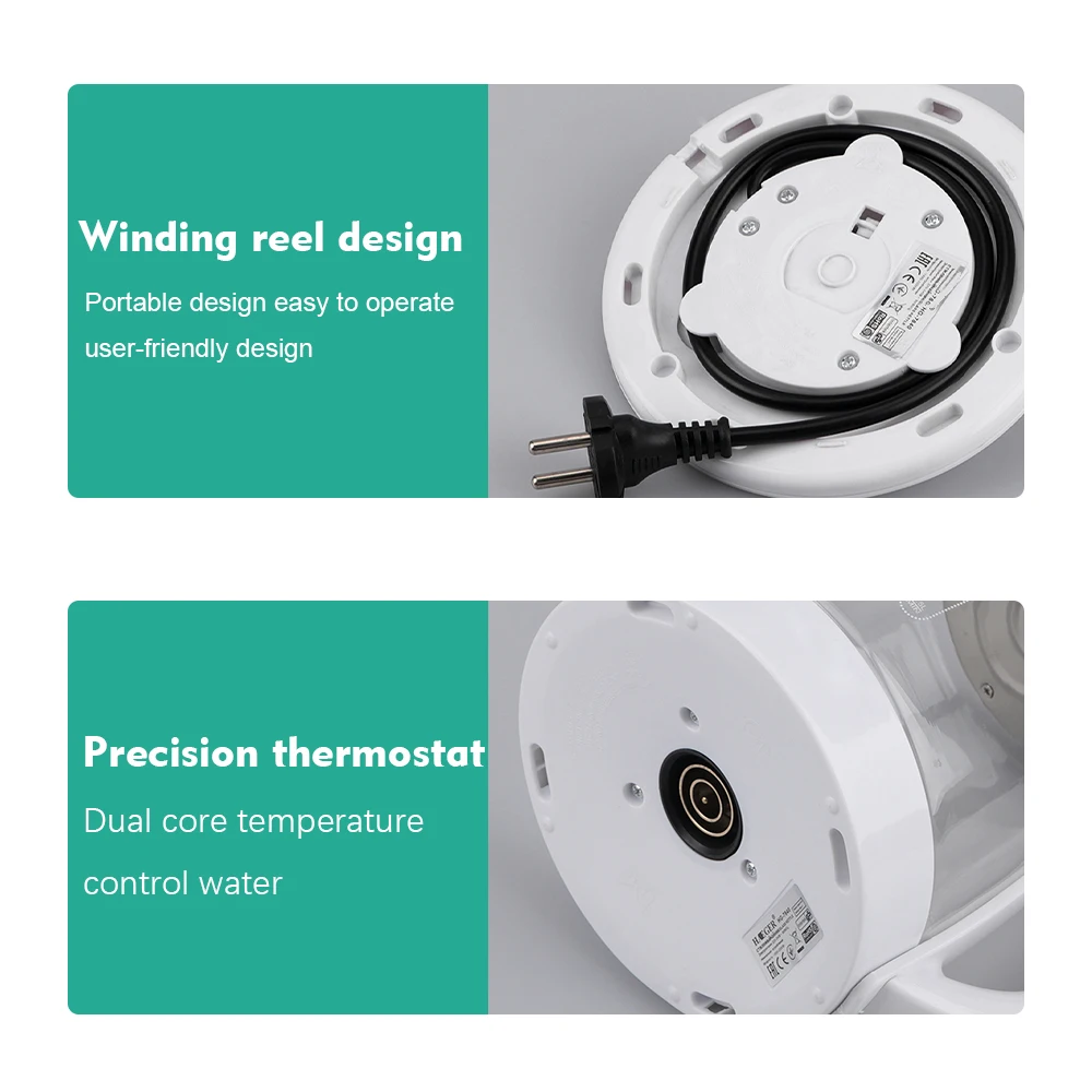 Factory Store Boil-Dry Protection Led Light 2L Water Boiler Water Kettle Glass Electric Kettle