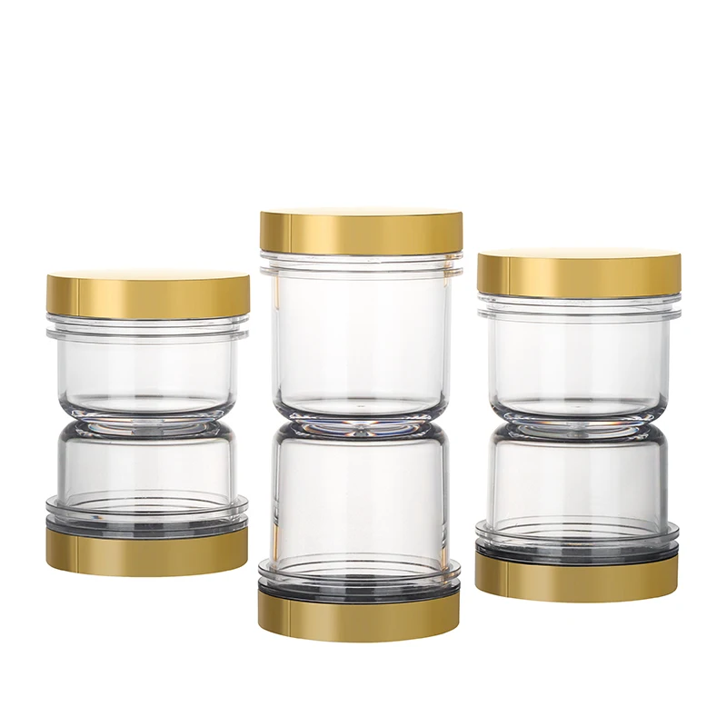 Custom gold cap multi capacity skin care cream container transparent plastic body butter jar wide mouth body butter jars