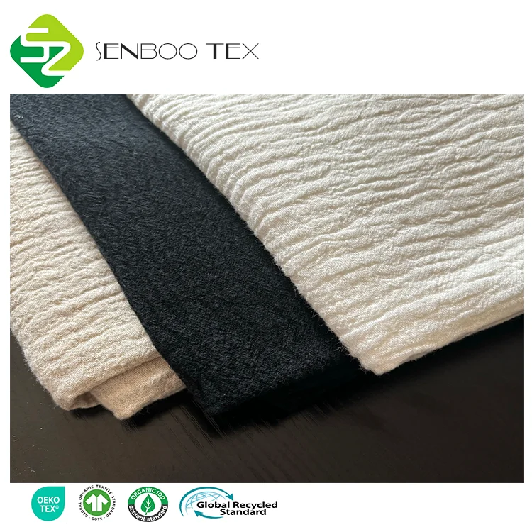 Wholesale Pure Linen and Organic Cotton Fabric Breathable Stone Washed Woven for Girls and Boys Clothing